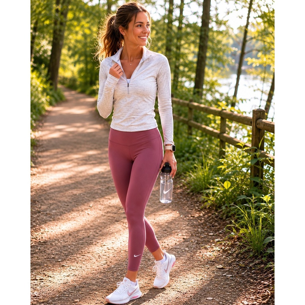 Nike Running Hiking Athleisure Activewear Leggings Pink Size Large